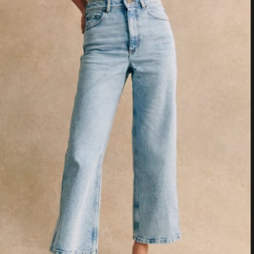 Sezane Le Crop Jean, Light Blue, Size 8